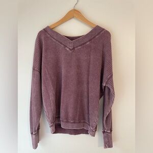 Z Supply Womens Purple V-Neck Sweater